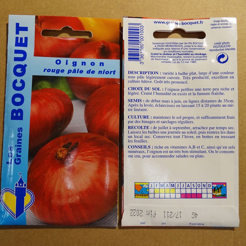 Exemple de spécimen de Oignon Rouge Pâle de Niort (Roja de Niort) - Allium cepa le sachet de 1000 graines environ (4g) tel que livré