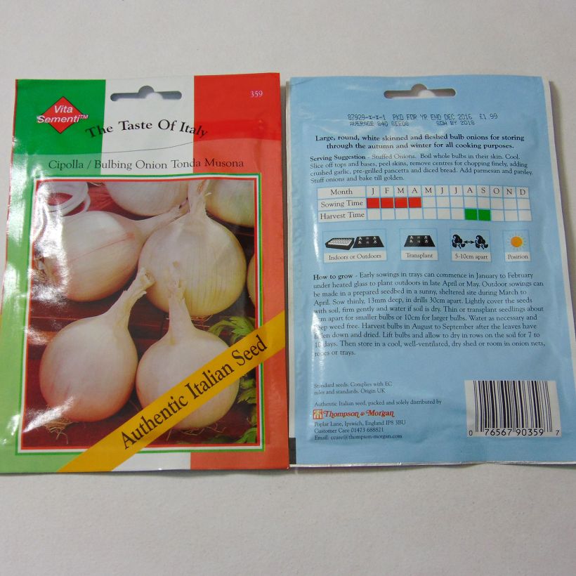 Exemple de spécimen de Oignon blanc Tonda Musona - Allium cepa le sachet de 600 graines environ (3g) tel que livré