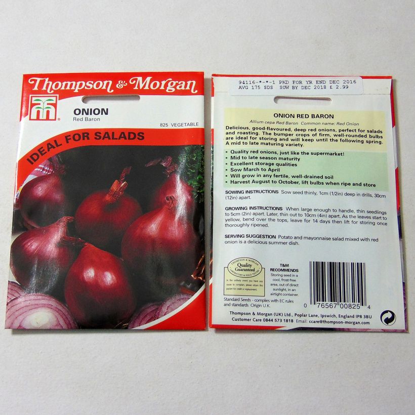Exemple de spécimen de Oignon rouge Red Baron F1 - Allium cepa le sachet de 175 graines environ tel que livré