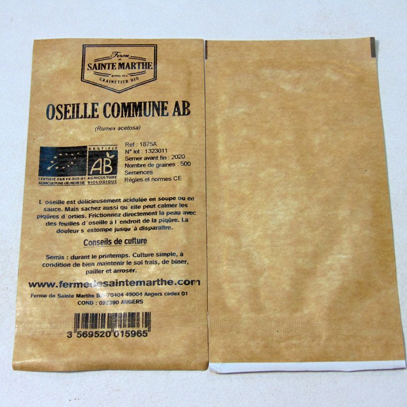 Example of Oseille commune Bio - Ferme de Sainte Marthe le sachet de 500 graines environ as you get