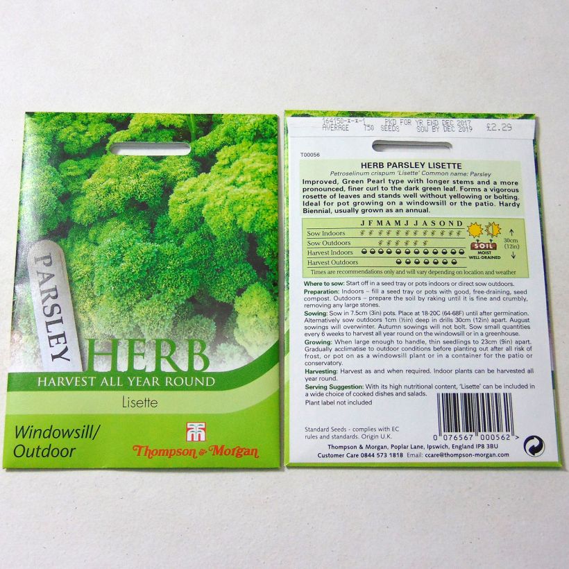 Exemple de spécimen de Persil frisé Lisette le sachet de 750 graines environ tel que livré