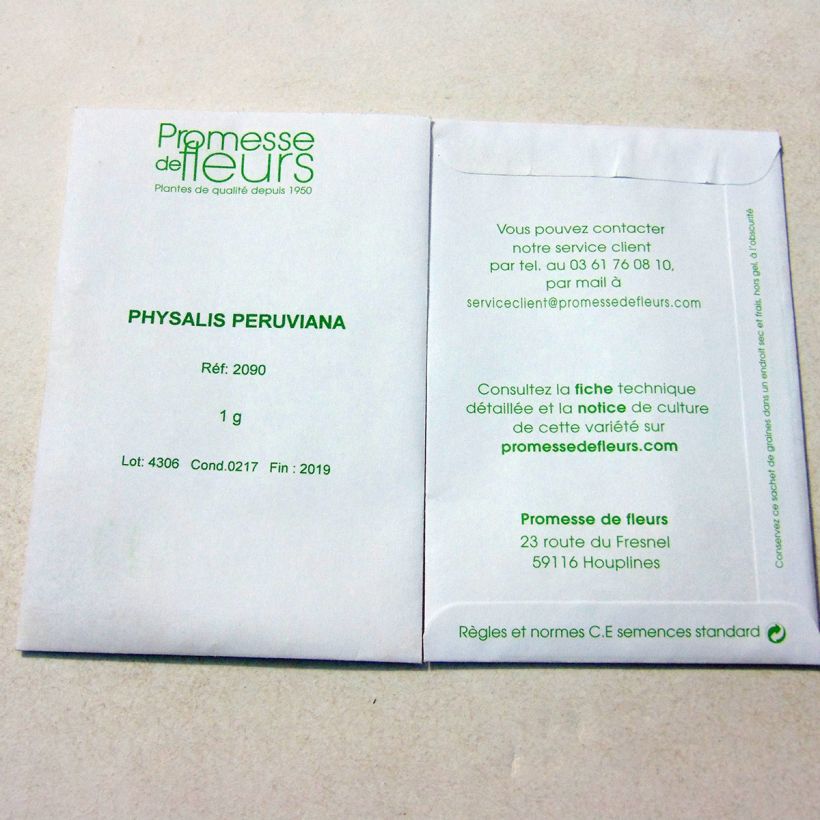 Exemple de spécimen de Physalis peruviana - Coqueret du Pérou le sachet de +/- 1000 graines environ (minimum 1g) tel que livré