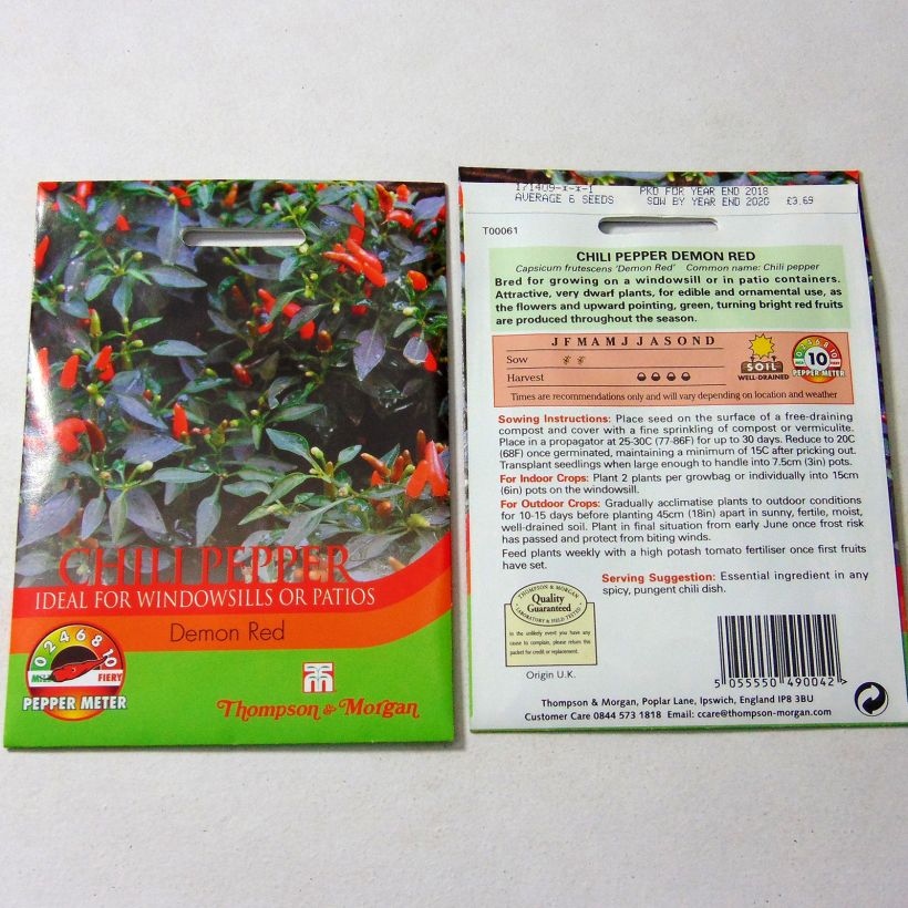 Exemple de spécimen de Piment Demon Red - Capsicum annuum le sachet de 8 graines environ tel que livré