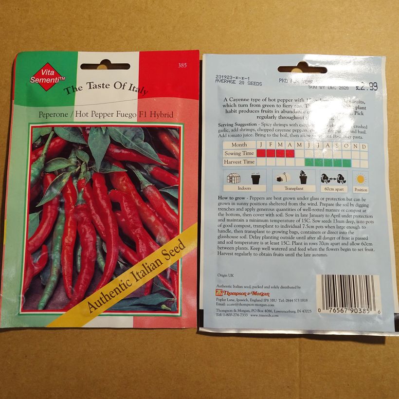 Exemple de spécimen de Piment Fuego F1 - Capsicum annuum le sachet de 20 graines environ tel que livré