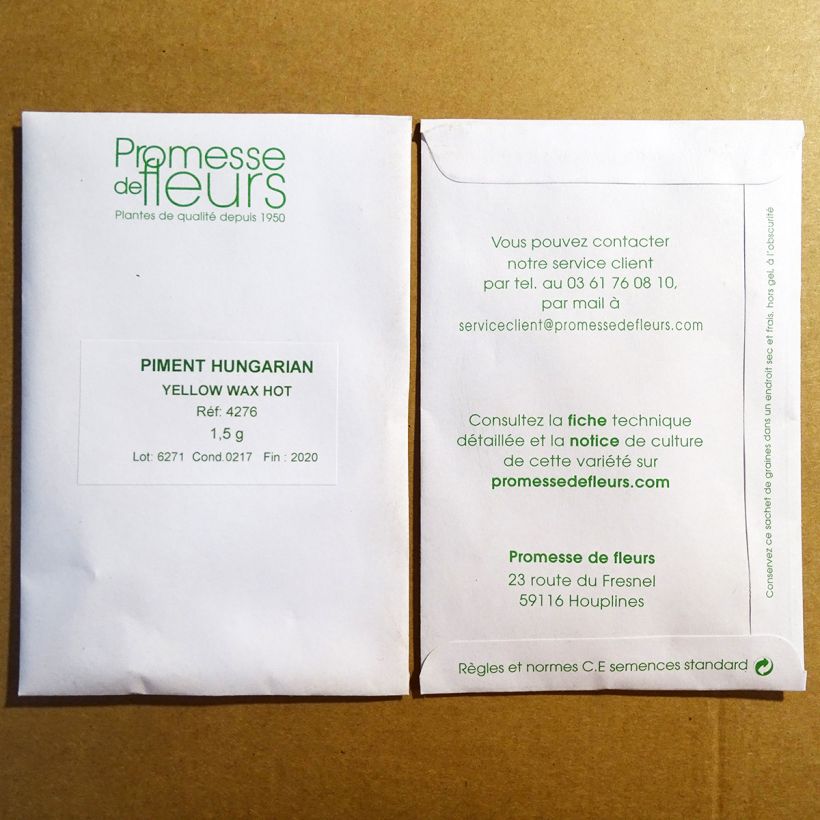 Exemple de spécimen de Piment Hungarian Yellow Wax Hot - Piment fort jaune le sachet de graines de minimum 1,5 grammes tel que livré