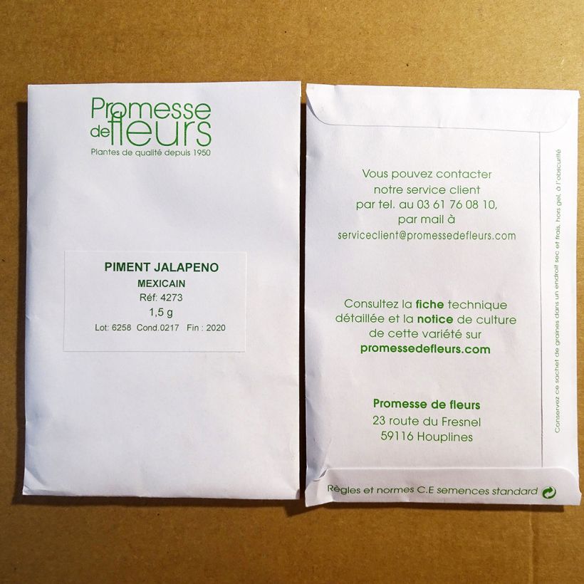 Exemple de spécimen de Piment Jalapeno mexicain le sachet de +/- 180 graines environ (minimum 1,5g) tel que livré