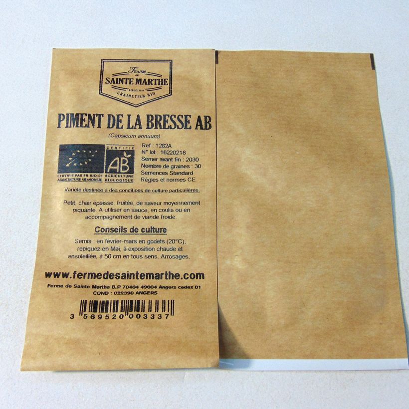 Exemple de spécimen de Piment de la Bresse Bio - Ferme de Sainte Marthe le sachet de 30 graines environ (Sachet de 30 grainesg) tel que livré
