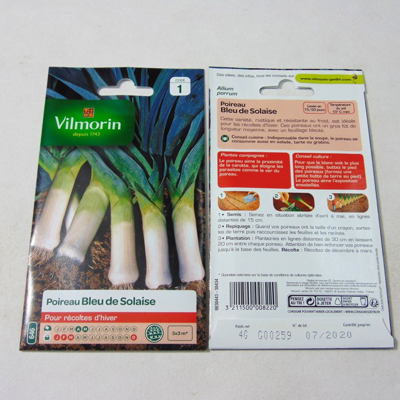 Example of Poireau Bleu de Solaise - Vilmorin le sachet de 1000 graines environ (4g) as you get