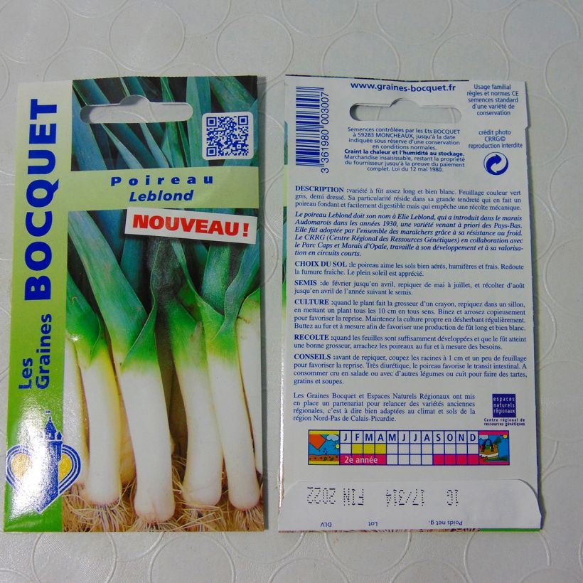 Exemple de spécimen de Poireau Leblond - Allium porrum le sachet de 250 graines environ (1g) tel que livré