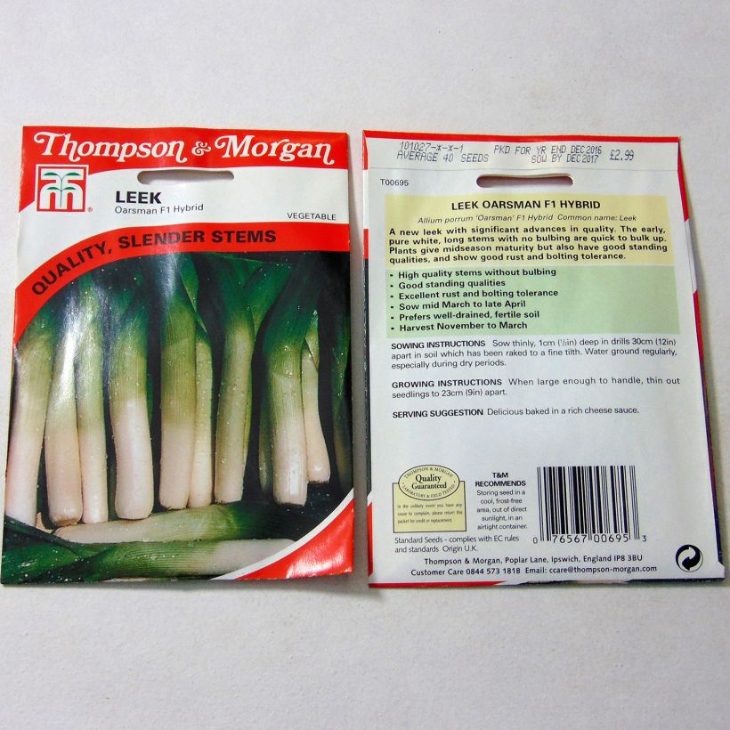 Exemple de spécimen de Poireau Oarsman F1 le sachet de 40 graines environ tel que livré