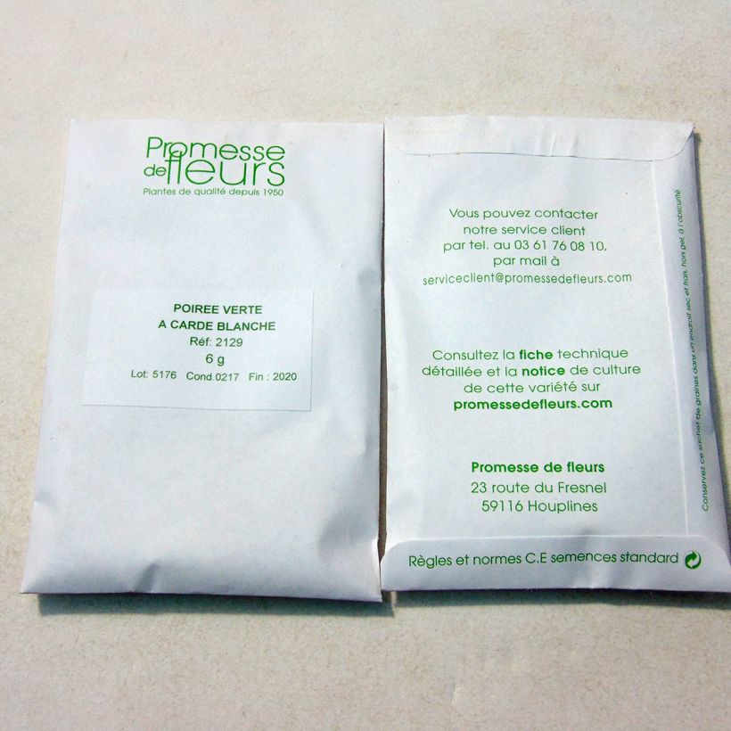Exemple de spécimen de Poirée verte à Carde Blanche - Blette - Beta vulgaris le sachet de +/- 250 graines environ (minimum 6g) tel que livré