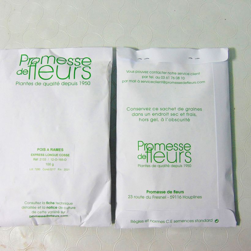 Example of Pois à rames Express à longue cosse (Le Généreux) - Pisum sativum le sachet de +/- 350 graines environ (minimum 100g) as you get