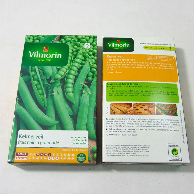 Example of Pois nain Kelmerveil  à grain ridé - Vilmorin pour une ligne de 20m as you get