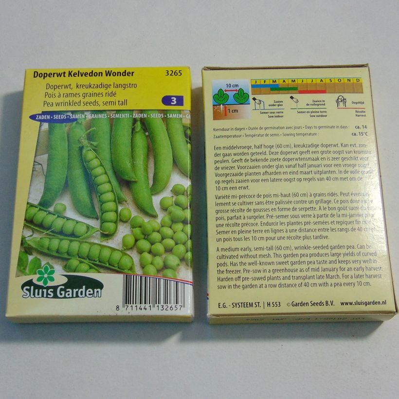 Exemple de spécimen de Pois nain Merveille de Kelvedon (Kelvedon Wonder) - Pisum sativum le sachet de 300 graines environ (100g) tel que livré