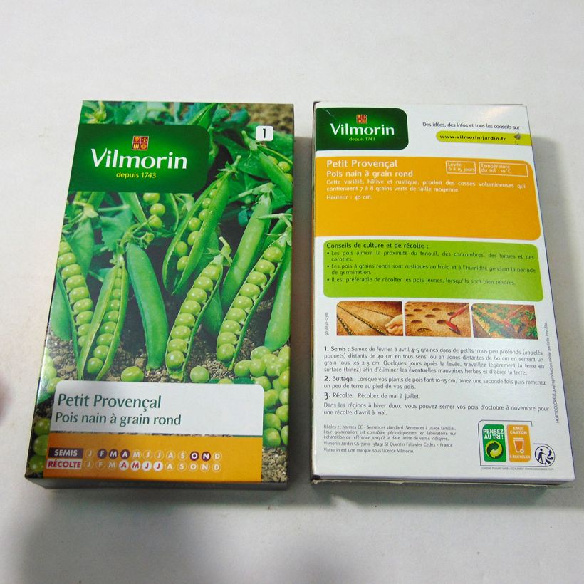 Example of Pois nain Petit Provençal à grain rond - Vilmorin Boîte pour semer une ligne de 20 m as you get