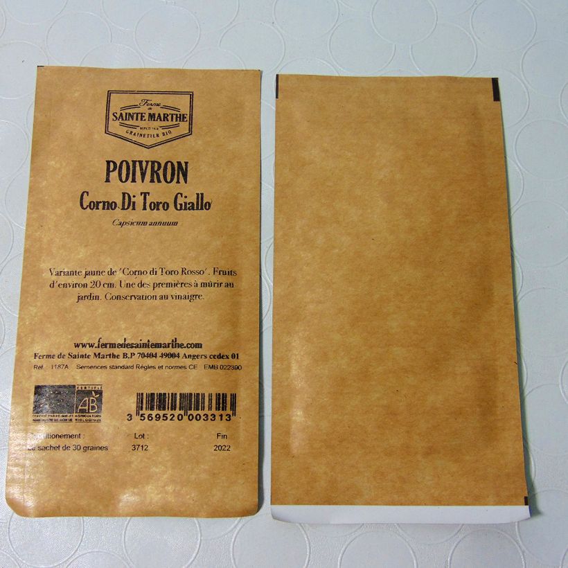 Example of Poivron Corno di Toro Giallo Bio - Ferme de Sainte Marthe le sachet de 30 graines environ as you get