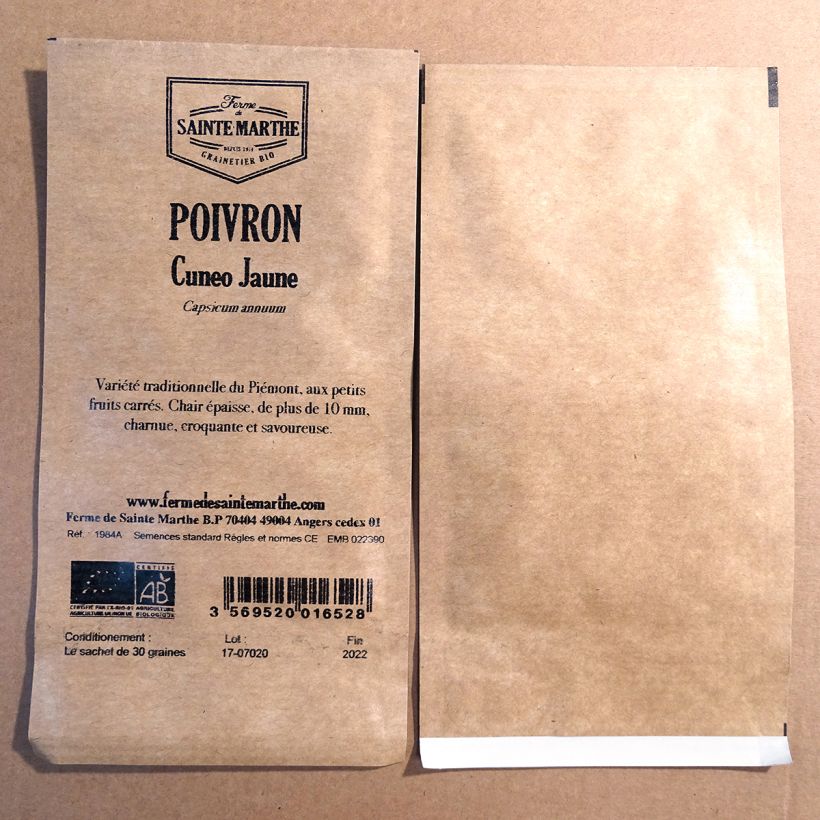 Example of Poivron Cuneo Jaune Bio - Ferme de Sainte Marthe Sachet de 30 graines as you get