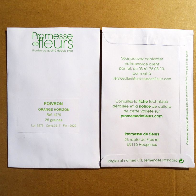 Exemple de spécimen de Poivron Orange Horizon le sachet de 25 graines environ tel que livré