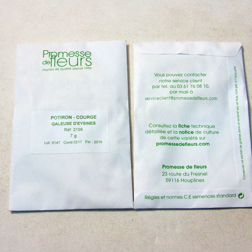 Exemple de spécimen de Potiron Galeux d'Eysines - Cucurbita maxima le sachet de graines de minimum 7 grammes tel que livré