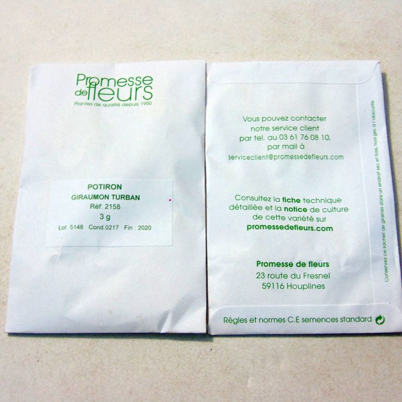 Exemple de spécimen de Potiron Giraumon Turban - Cucurbita maxima le sachet de 10 graines environ (minimum 3g) tel que livré