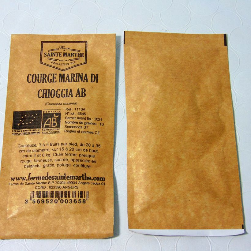 Example of Potiron Marina di Chioggia Bio - Courge- Ferme de Sainte Marthe le sachet de 10 graines environ (3g) as you get