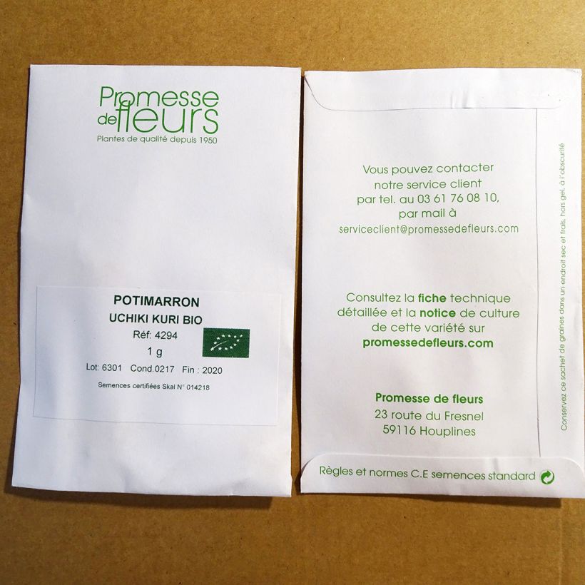 Example of Potiron Potimarron Uchiki Kuri BIO le sachet de +/- 6 ? 10 graines environ (minimum 2g) as you get