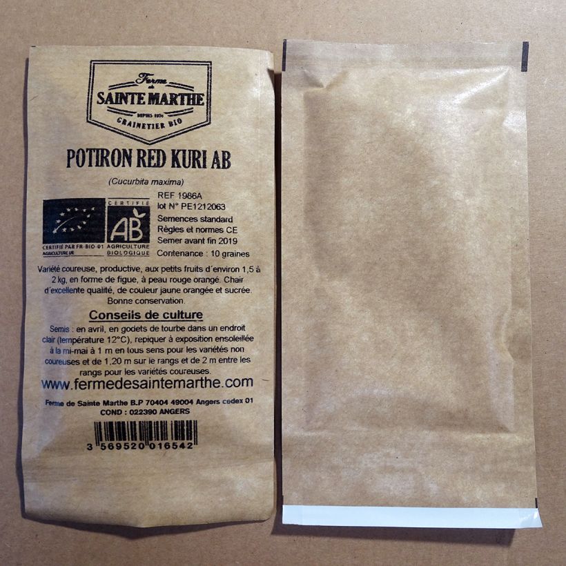 Example of Potiron Red Kuri Bio - Ferme de Sainte Marthe le sachet de 15 graines environ as you get