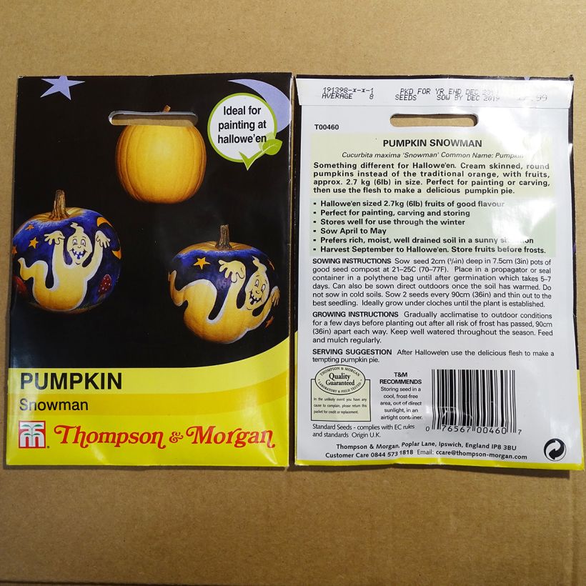 Exemple de spécimen de Potiron Snowman le sachet de 8 graines environ tel que livré