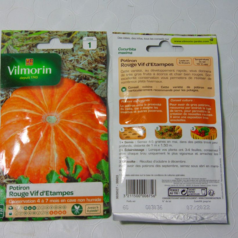 Example of Potiron rouge vif d'Etampes - Vilmorin le sachet de 36 graines environ (6g) as you get