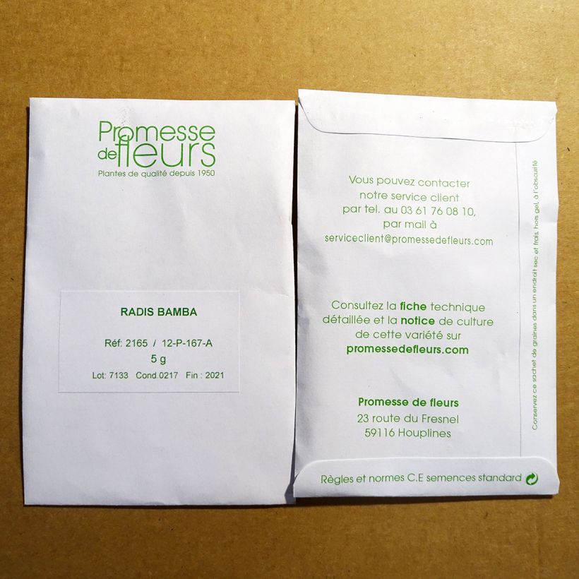 Example of Radis Bamba - Raphanus sativus le sachet de +/- 500 graines environ (minimum 5g) as you get