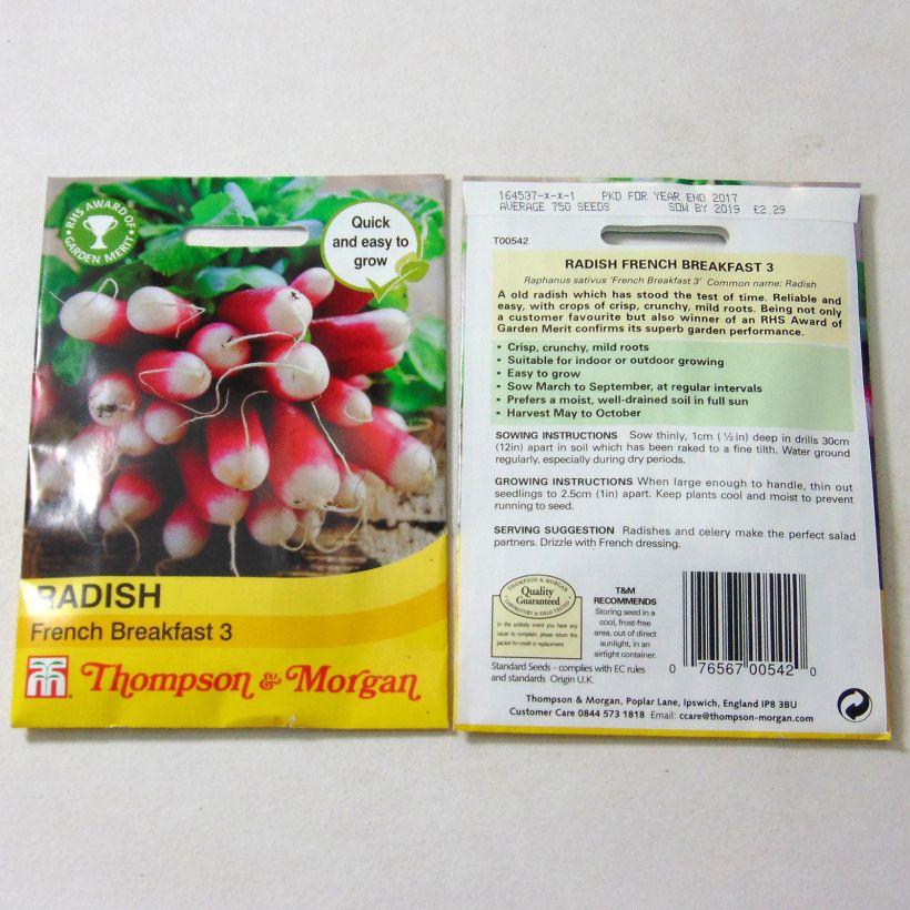 Exemple de spécimen de Radis French Breakfast 3 - Raphanus sativus le sachet de 1000 graines environ tel que livré