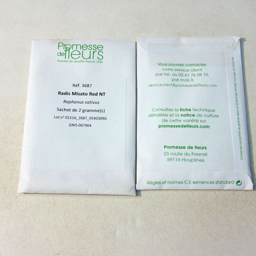 Exemple de spécimen de Radis Misato Red NT - Raphanus Sativus le sachet de 160 graines environ (2g) tel que livré