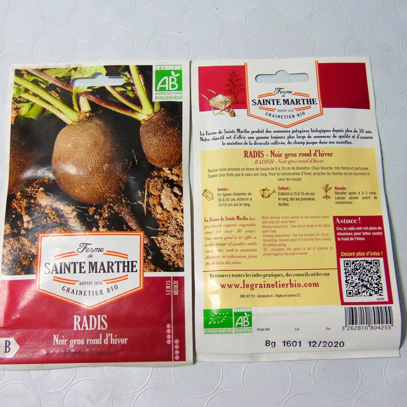 Example of Radis Noir Gros Long d'Hiver Bio - Ferme de Sainte Marthe le sachet de 1000 graines environ (8g) as you get