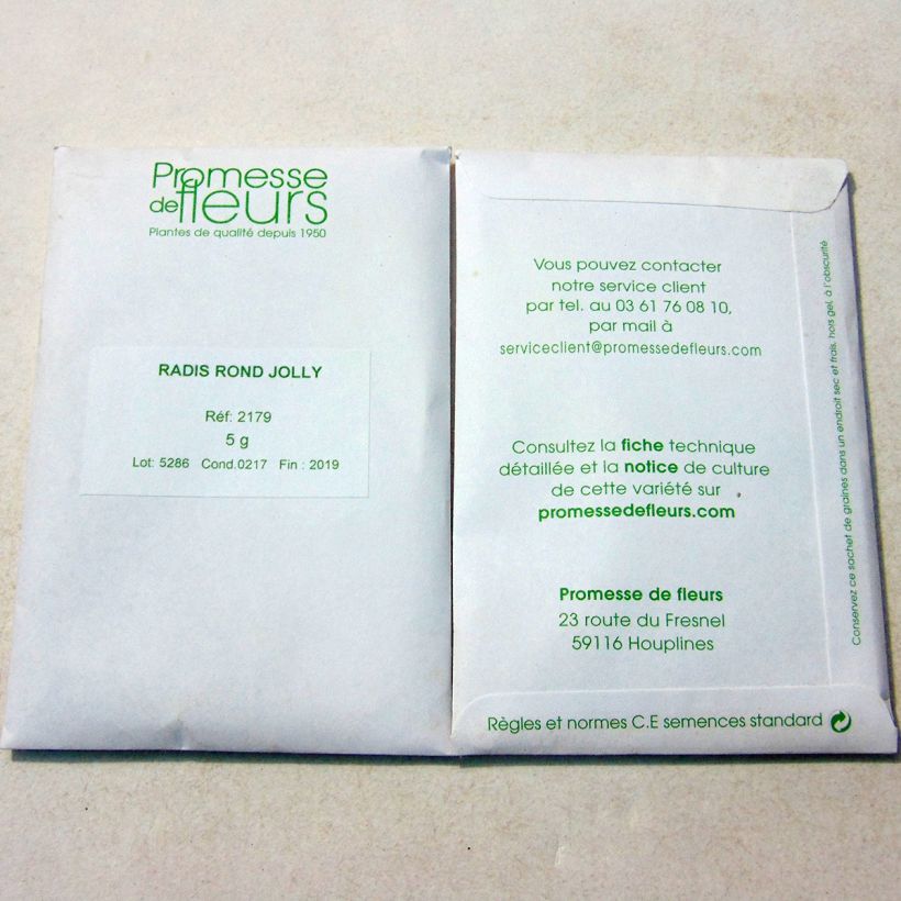 Exemple de spécimen de Radis Rond Jolly - Raphanus sativus le sachet de +/- 500 graines environ (minimum 5g) tel que livré
