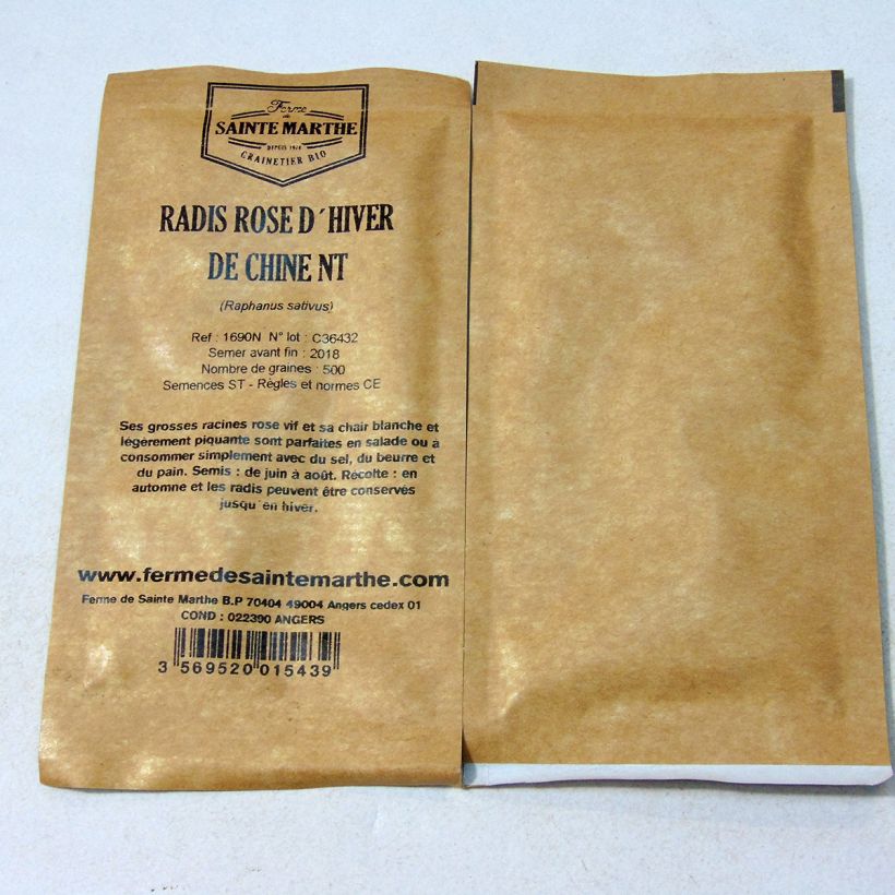 Exemple de spécimen de Radis Rose d'hiver de Chine NT - Ferme de Sainte Marthe le sachet de 500 graines environ (5g) tel que livré
