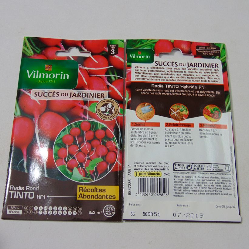 Exemple de spécimen de Radis Tinto F1 (Création Vilmorin)  - Vilmorin le sachet de 480 graines environ (6g) tel que livré