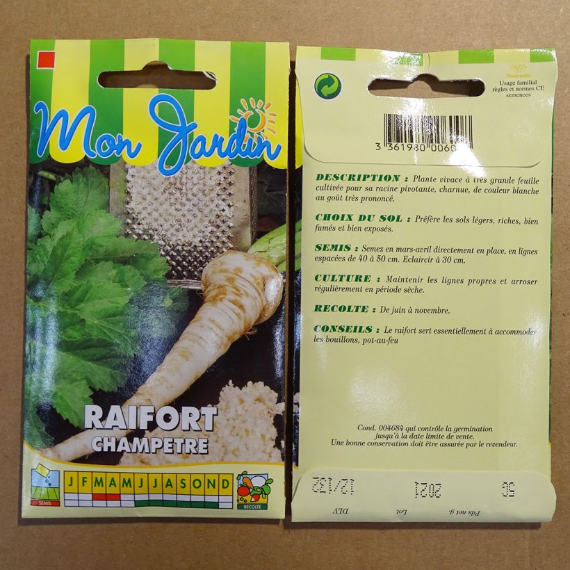 Exemple de spécimen de Raifort champêtre - Armoricia rusticana le sachet de graines de 5 grammes tel que livré