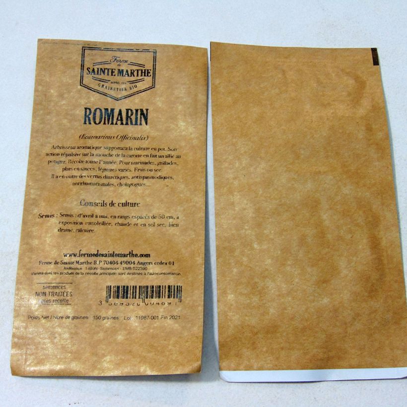 Example of Romarin officinal Bio - Ferme de Sainte Marthe le sachet de 150 graines environ as you get