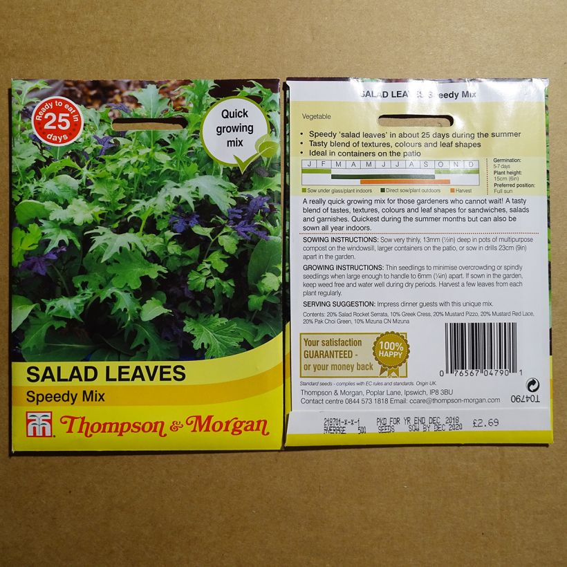 Exemple de spécimen de Salades à couper Speedy Mix - Mesclun le sachet de 1000 graines environ tel que livré