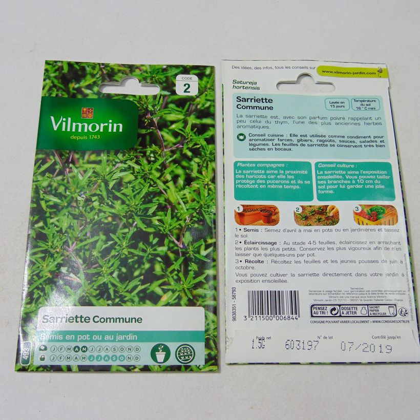Exemple de spécimen de Sarriette commune - Vilmorin le sachet de 1500 graines environ (1g) tel que livré