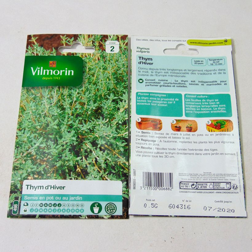 Exemple de spécimen de Thym d'hiver - Vilmorin le sachet de 3000 graines environ tel que livré