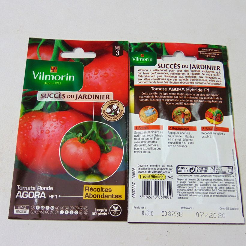 Exemple de spécimen de Tomate Agora F1 - Vilmorin le sachet de 90 graines environ (0,3g) tel que livré