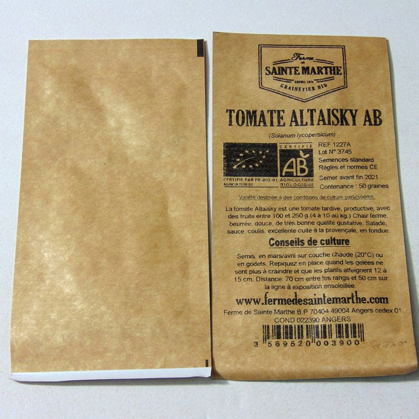 Exemple de spécimen de Tomate Altaisky Bio - Ferme de Sainte Marthe le sachet de 50 graines environ tel que livré