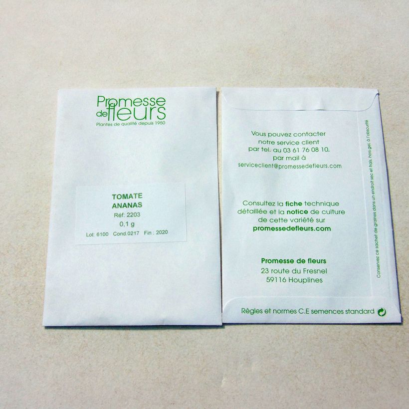 Exemple de spécimen de Tomate Ananas le sachet de +/- 30 graines environ (minimum 0,1g) tel que livré