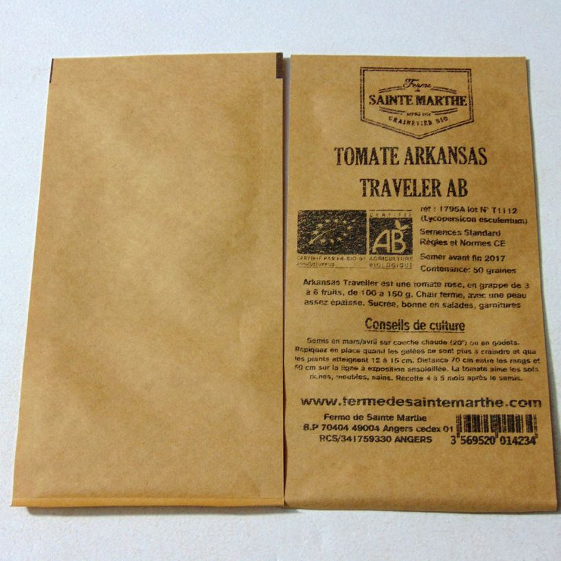 Exemple de spécimen de Tomate Arkansas Traveler Bio - Ferme de Sainte Marthe le sachet de 50 graines environ tel que livré