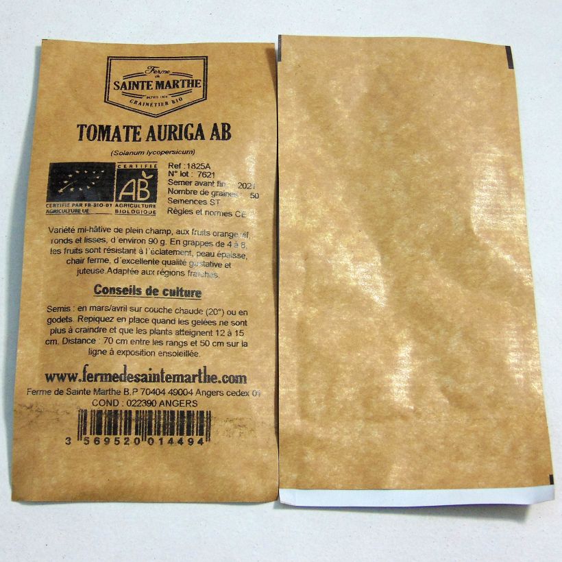 Exemple de spécimen de Tomate Auriga Bio - Ferme de Sainte Marthe le sachet de 50 graines environ tel que livré