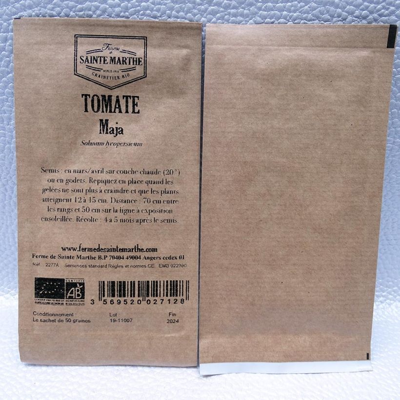 Exemple de spécimen de Tomate Maja Bio - Ferme de Sainte Marthe le sachet de 50 graines environ tel que livré