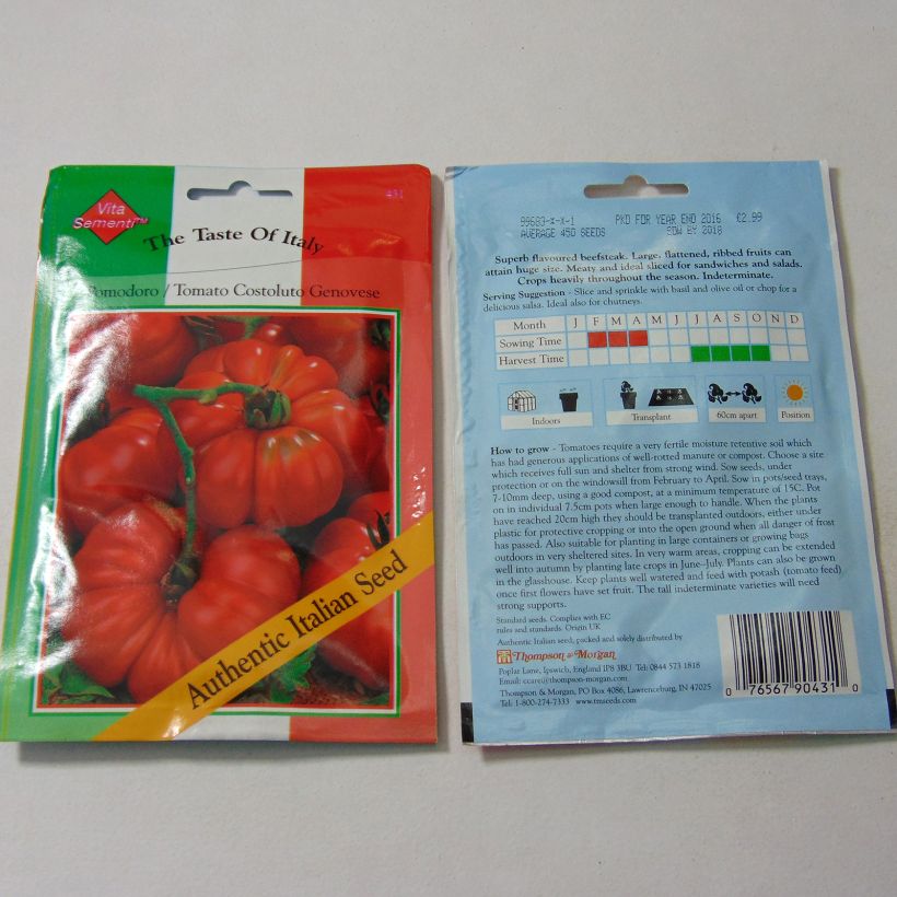 Exemple de spécimen de Tomate Costoluto Genovese le sachet de 450 graines environ tel que livré