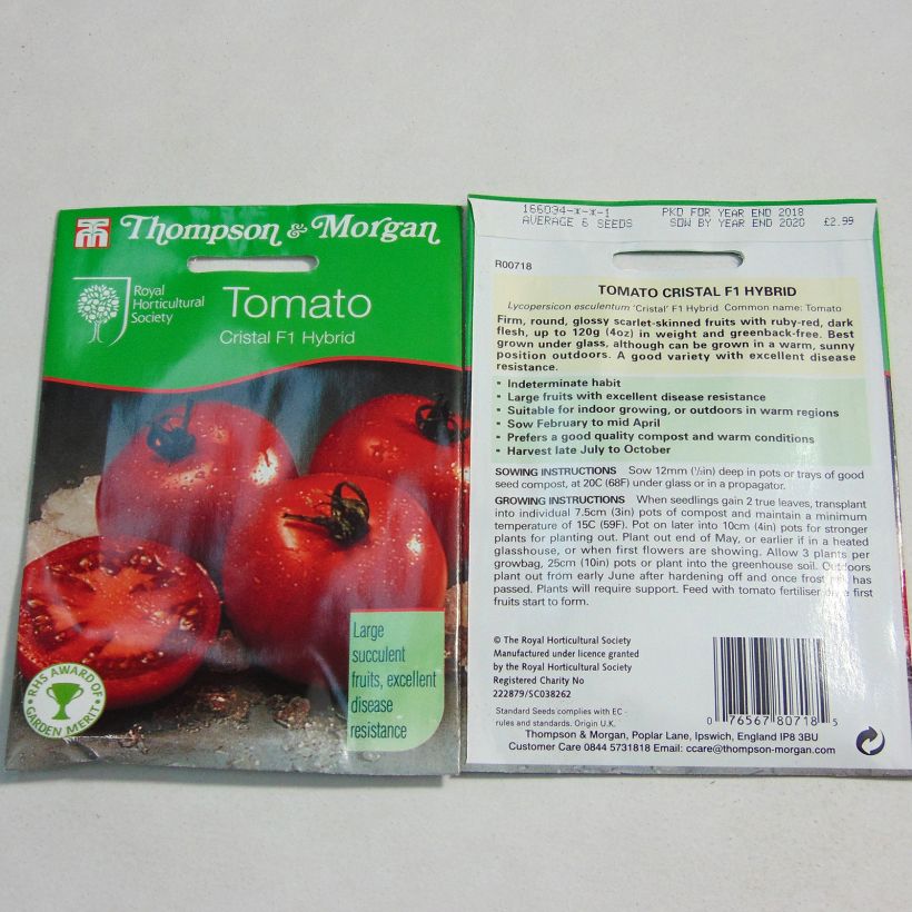 Exemple de spécimen de Tomate Cristal F1 - Tomate Grappe le sachet de 8 graines environ tel que livré