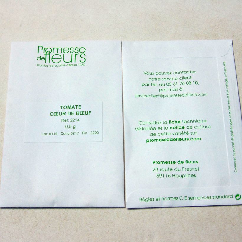 Exemple de spécimen de Tomate Cuor di Bue - Cœur de Bœuf le sachet de +/- 150 graines environ (minimum 0,5g) tel que livré